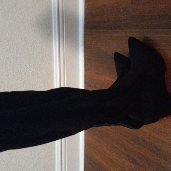 Shoes - Black faux suede over the knee boots